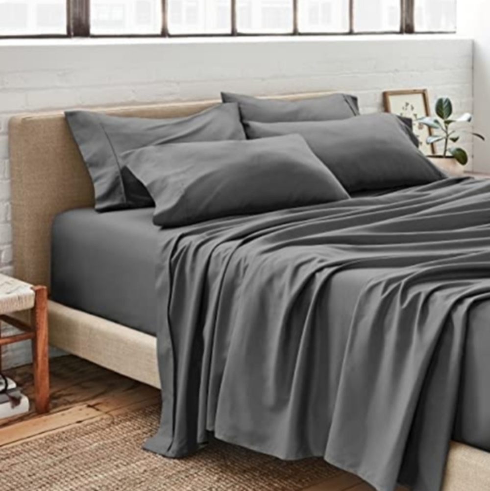 Threshold Twin XL 400 Thread Count Solid Performance Sheet Set Dark Gray New